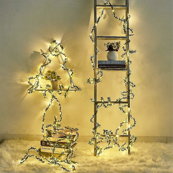 2 stk Green Leaf String Lights, Vine String Light 6.56ft Sæt med 20 Led Til Patio Bryllup Have