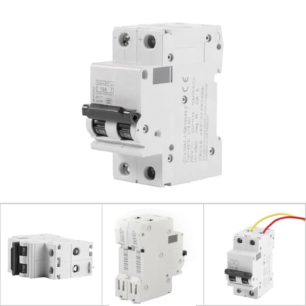 Strømbryter C65H-DC 2P 250V DC Solenergi Luftbryter Ampere (16A)