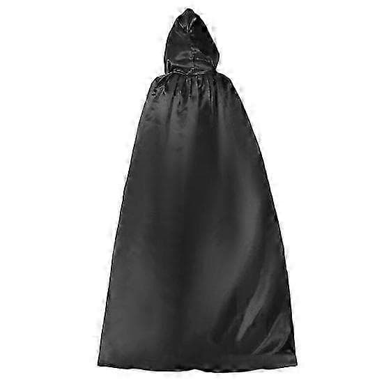 Halloween-kappe til børn til kostume, middelalderlig troldmandskåbe med hætte sort black 150CM