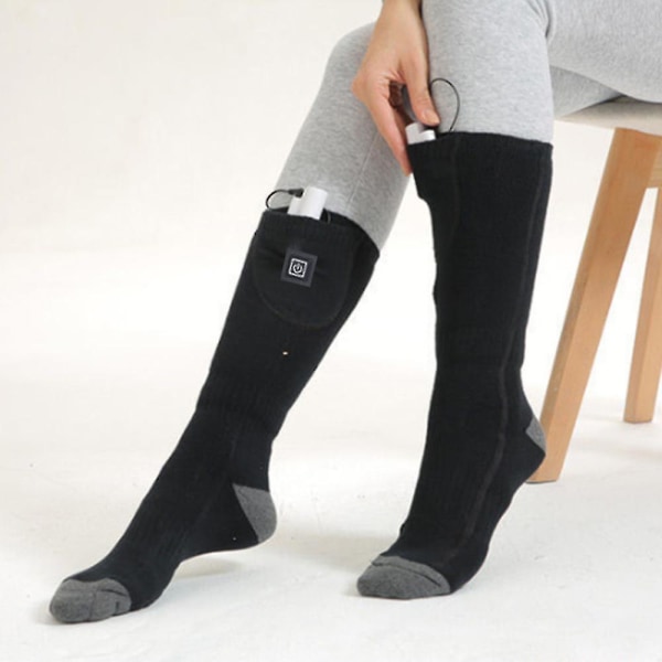 1 Pair Heated Socks With Rechargeable Electric Battery For Men Women Thermal Foot Warmer black