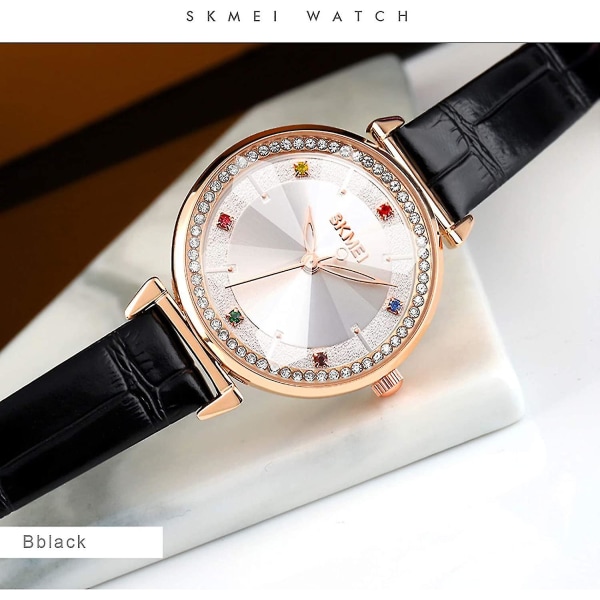Watch Läder Elegant Analog Quartz Vattentät Armbandsur för Damflickor