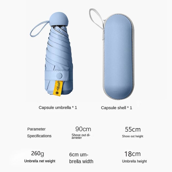 Paraply Anti-uv Mini Capsule Paraply Liten paraplyficka Solskydd och ultraviolett skydd Paraply Paraguas Black