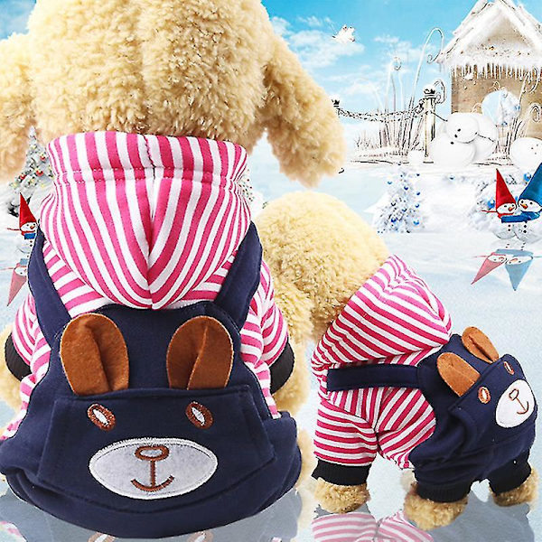 Husdjurskläder Andningsbara hundkläder Slitstarka mjuka hundar Valpkläder med sött print för husdjur Nytt Bear Pink L