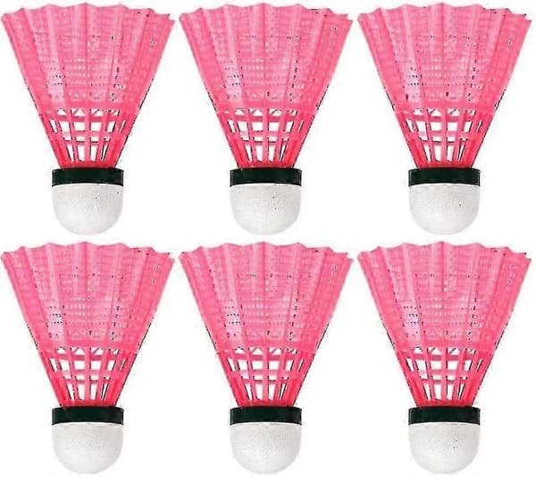 6-pack plast badmintonbollar för utomhusbruk - rosa