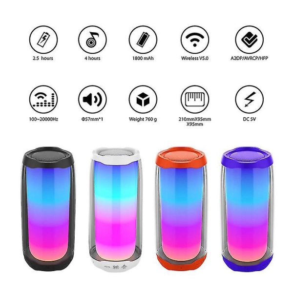 Music Pulsation 4 Färgglad ljuseffekt Bluetooth högtalare Trådlös utomhus portabel vattentät ljudbas