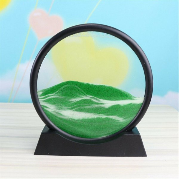 Flytende sand kunstbillede rundt glas 3d naturligt landskab flydende sand stel Timeglas indretning til hjemmet Pink 12inch