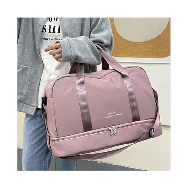 Reisepose Støvtett nylon tørr våtseparasjon duffelbag for kvinner-rosa