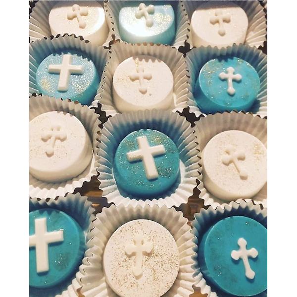 Stor størrelse Dåpskakedekorasjoner Cross Cupcake Mold Cross Mold Dåp Cakepop Form, 2 stk.