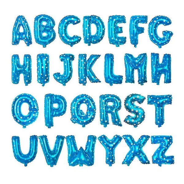 16 tum alfabetisk set Az Valfri 26 bokstäver ballonger Födelsedag Bröllopsfest Festival Dekoration Tillbehör (blå)