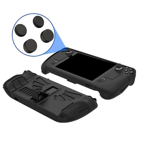 Beskyttelsescover med foldbare joystick-hætter til Steam Deck, silikonebeskyttelse Black