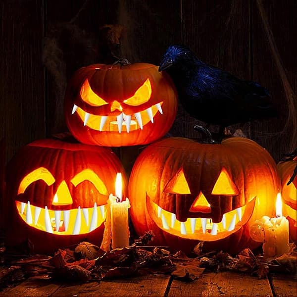 32 st Halloween-pumpatänder, läskiga pumpahuggtänder, lykttänder för Halloween heminredning White