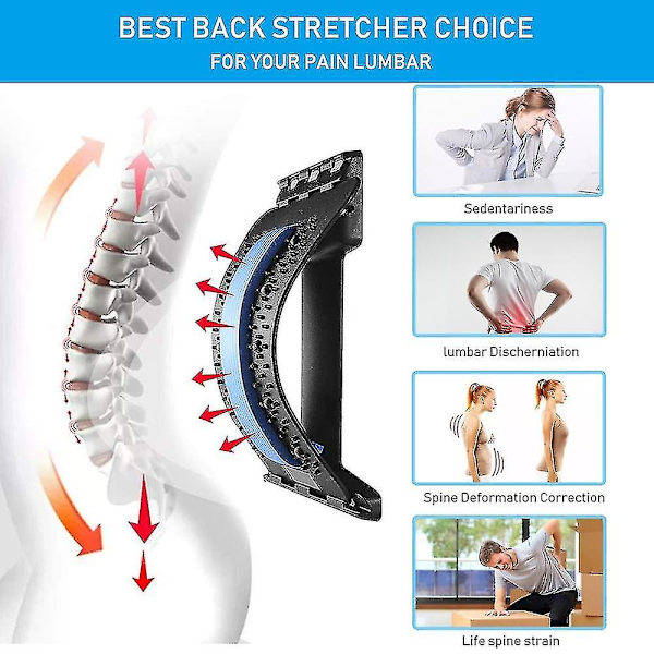 Back Massager Bår Stöd Ryggdäck Smärtlindring Kiropraktik Lumbal Relief Rygg Bår Fitness Massage Utrustning PURPLE