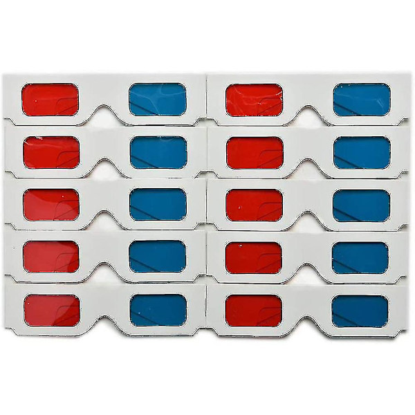 10 par 3d papp briller Universal Anaglyph 3d briller Papp Papir Rød Cyan Eller 10 par 3d papp briller Briller Universal Anagl