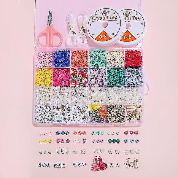 Soft Pottery Pearl Letter Beads Tassel Beads Handmade Beaded Diy Set Box color 19*13*2cm