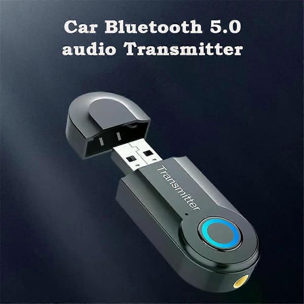 【BQ】USB Bluetooth 5.0-sender 3,5 mm jack-lydadapter Trådløs stereo-lydsenderadapter til pc-tv-hovedtelefoner black