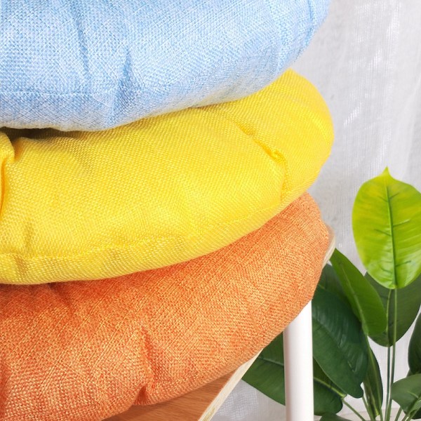 【Barbie Shop】 Fortykket linned rund sædepude Stolmåtte Soveværelse Gulv Sædepude Velegnet til spisestue Soveværelse Sofa Læsehjørne Have Orange 45*45*9cm