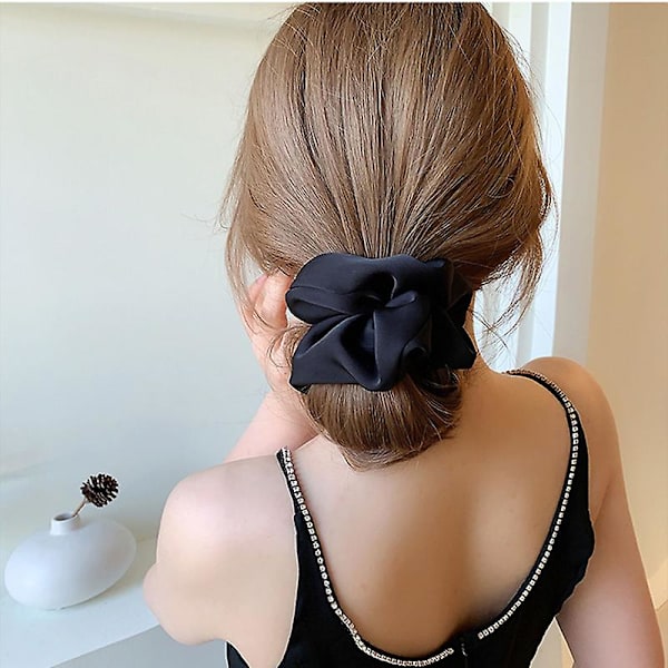 Uusin korealainen nainen iso elegantti silkkikuminauha hiusnauha yksivärinen hiussolmiot naisten poninhäntä hiustarvikkeet Style 4
