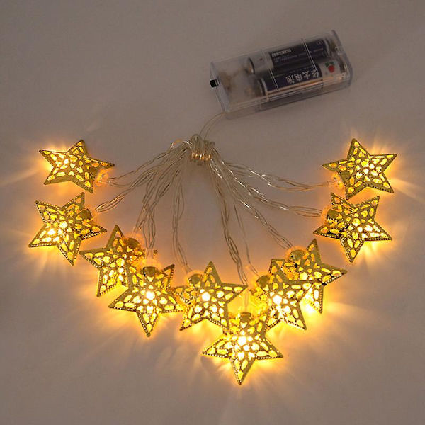 Ramadan Dekoration Moon Star Led Lantern String Lights Eid Mubarak Ramadan Kareem Dekor för hemmet Al-fitr Eid festtillbehör 10
