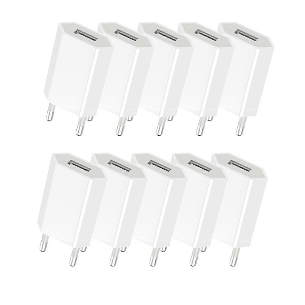 【BQ】10 stk Mini USB Vegglader Adapter Lader EU-plugg