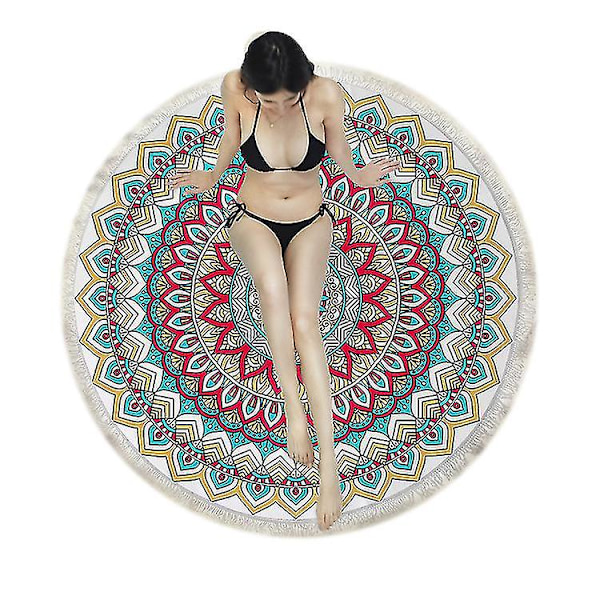 Pyöreä rantapyyhe Boho Microfiber Pyöreä rantapyyhe tupsulla C
