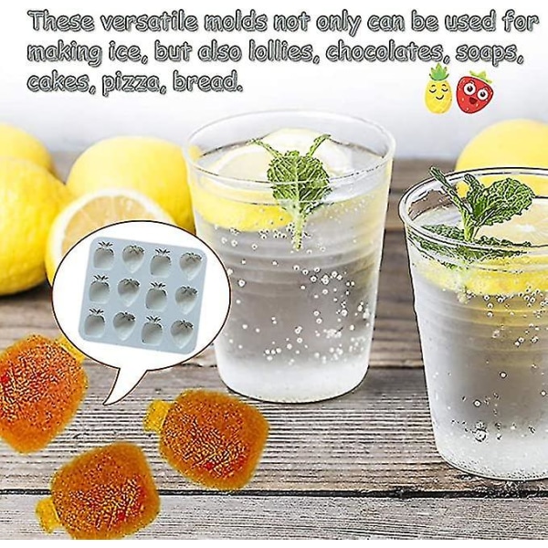 Isbitbrett Frukt Silikonform Ananas Jordbær Isform Gelékjeks Sjokolade Godteri kakeform 2 pakkesett
