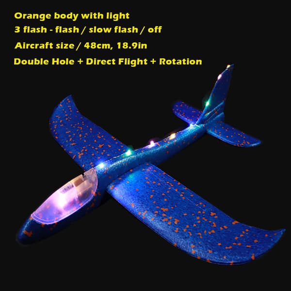 LED Lysende Seilfly Skum Fly Leke Doble Flymoduser Manuell Lansering Barnegave