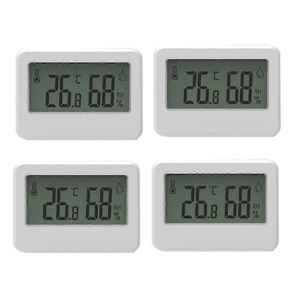 4 st digitala hygrometrar och termometer, reptiltermometer med magnetiskt stativ Hvit