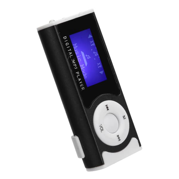 Kannettava urheilullinen MP3-minisoitin LCD-näytöllä ja taskulampulla (musta)