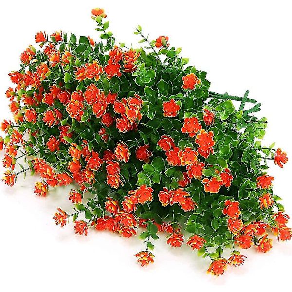 Kunstige falske blomster udendørs, falske plastik grønt bryllup bondegårdsindretning 8 stk rød lotus Sunset Red