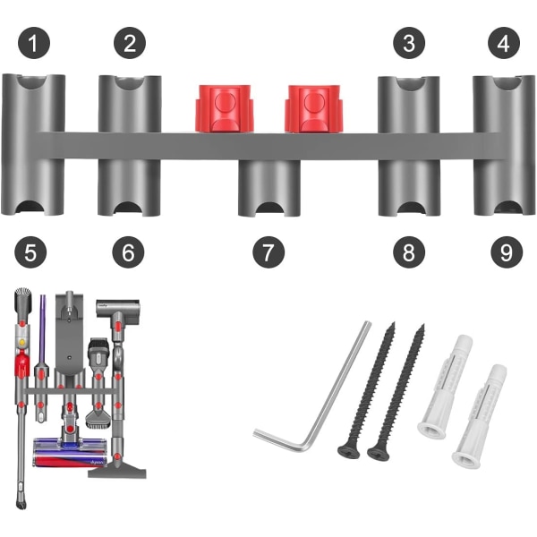 Hållare för Dyson V11 V10 V8 V7 V15 dammsugare, dockningsstation (9 platser)