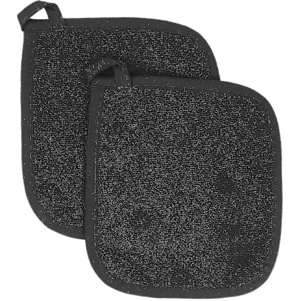 2st Bomullsfrotté Grythållare Set, Kök Hot Pad-svart