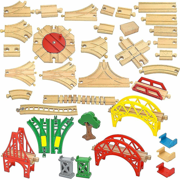 Hhcx-wooden Track Railway Toys Beech Wooden Train Track Accessories Fit Biro All Tracks Educational Toys For Children Ramp-2pcs