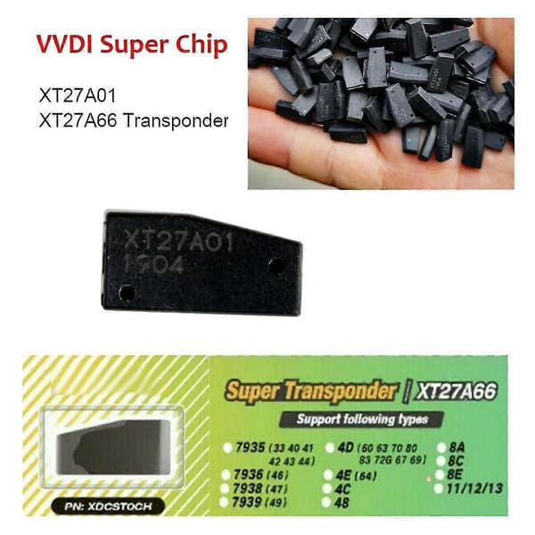 2 stk. Vvdi Super Chip Xt27a01 Xt27a66 Transponder til Id46/40/43/4d/8c/8a/t3/47 til Vvdi2 Vvdi Mini Black