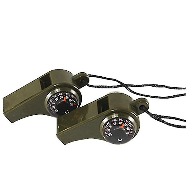2-pack utomhus whistle kompass termometer 3 i 1 visselpipa överlevnad visselpipa fältträning överlevnadsverktyg