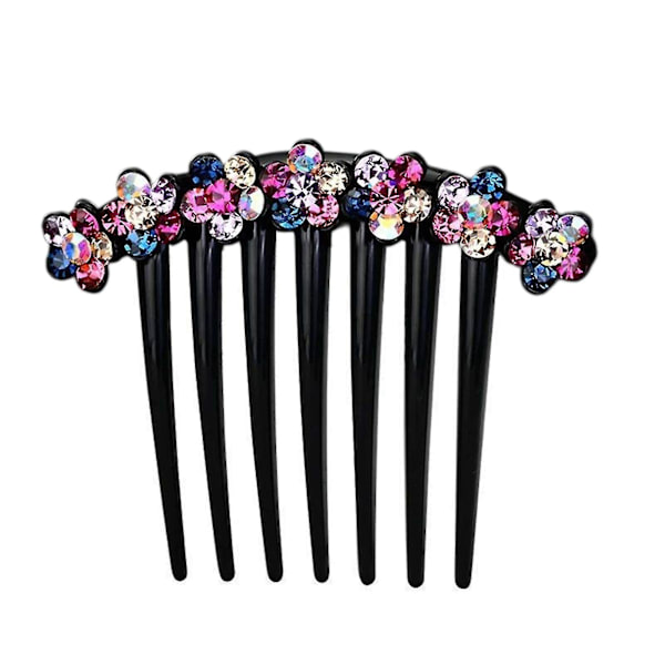 Halkfri 7-tänders hårkam Fint utförande Strass Blomdekor Bröllopshårstift Hårtillbehör Flerfärgad Multicolor