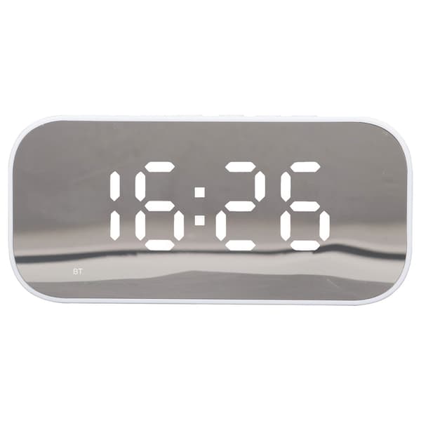 Bärbar Bluetooth-väckarklockaradio med dubbla larm och dimmerkontroll - Vit