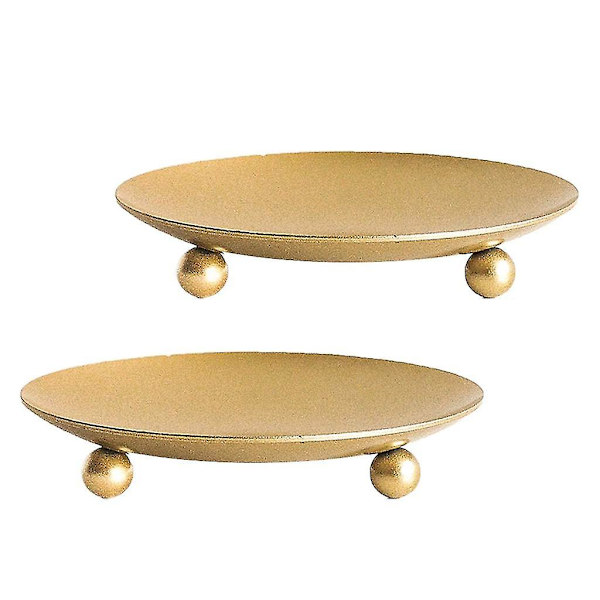 Iron Plate Candle Holder Set Of 2 gold