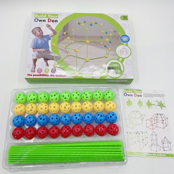 Den nya Present leksaker fort building kit DIY bygga lekstuga inomhus by 72 kugler + 102 pinde