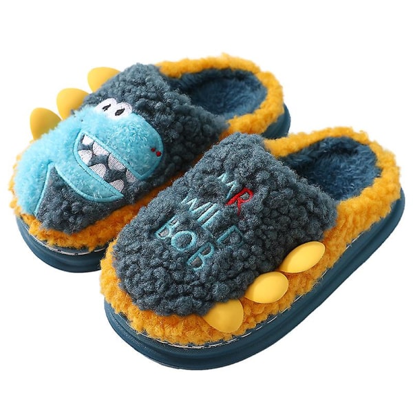 Cotton Slippers Indoor Warmth Cute Thick-soled Parent-child Plush Slippers Navy 44-45