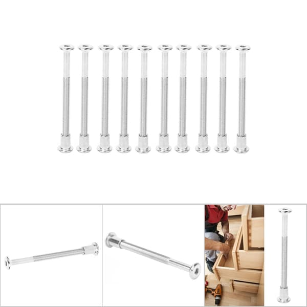 10 par Hex Socket Skruv Mutter Kit 12mm Nickelpläterad Kolstål Skruv Mutter Kit M6 x 80