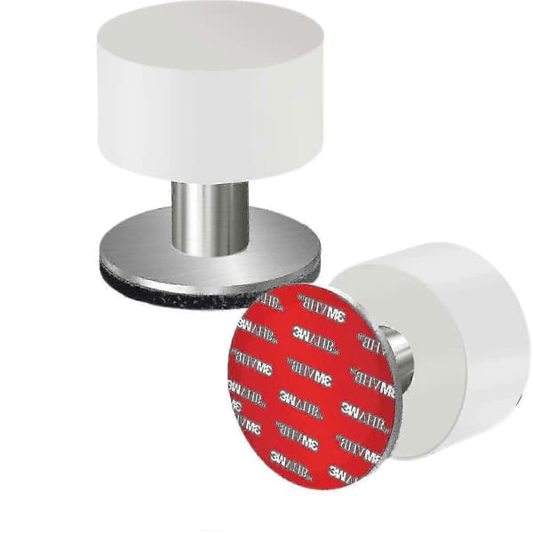 Den hvite selvklebende dørstopperen, laget av rustfritt stål med lyddempende støtfanger (2-pakning) - JV 40mm