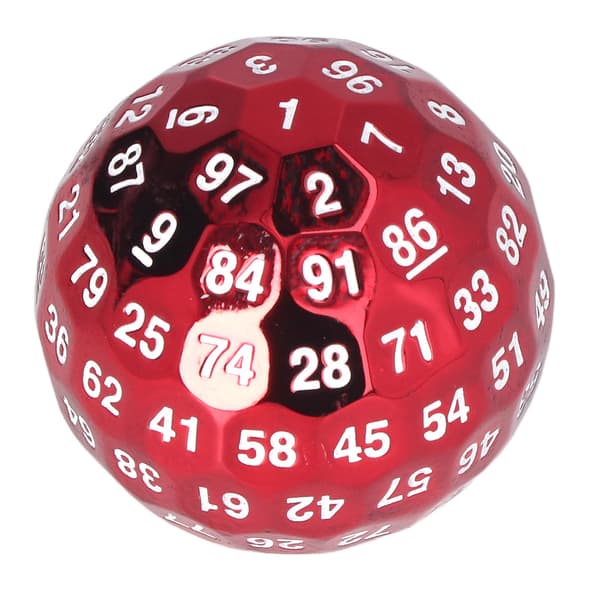 100-sidet metal polyhedral terning tung lys rød rollespil terning