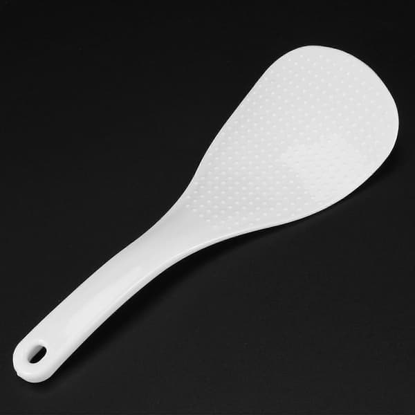 2X Kök Prickig Vit Plast Platt Risskopa Paddel Måltidssked White