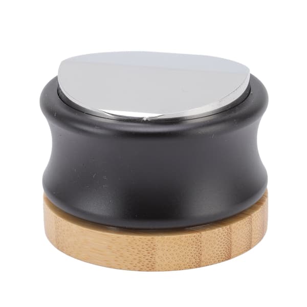 Kaffefordeler i rustfritt stål med dobbelthode 53 mm 2,09 tommer justerbar dybde bambusbase