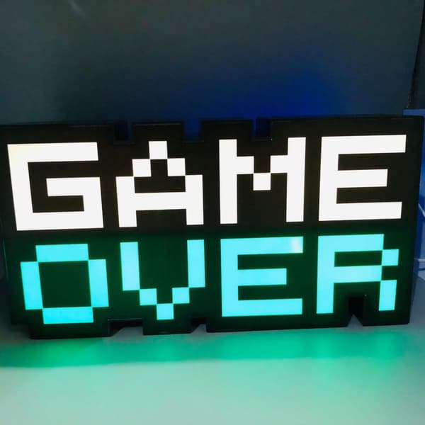 Game Over USB-lade Lysende Ordlys Videospill Nattlys