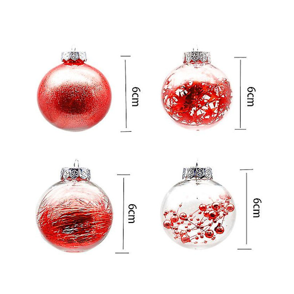 24st/60mm Julgran Ball Hänge Ornament Ornament Party Röd Red