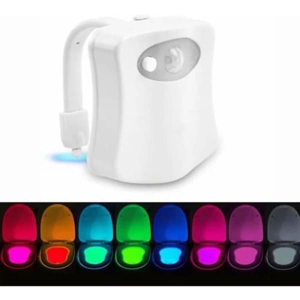 LED-lampe til toilet med PIR-sensor og automatisk farveskift