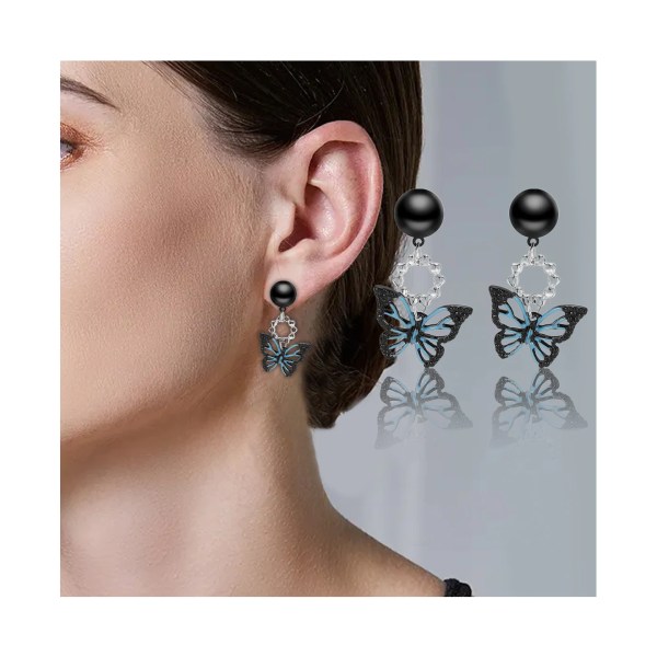1 par kvinder øreringe asymmetrisk hjerte smykker kvast Cubic - sort