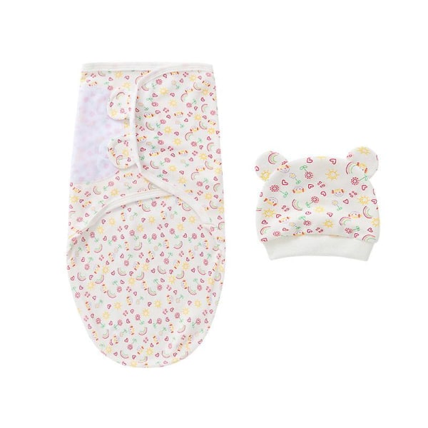 Born swaddling sovsäck cocoon babys filt hatt set gro-bag kram filt Blue bee elephant