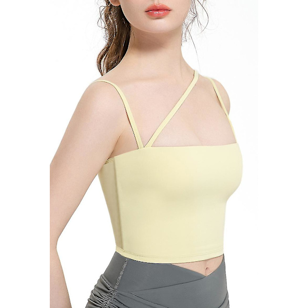 Naisten joogatoppi Sport Bras Ohut olkahihna Sling Top Fitness Bras Yellow L
